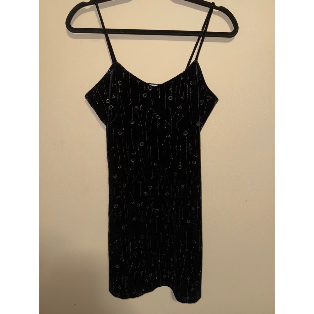 NonSuch Vintage Black Velvet Glitter Floral Mini Dress M Dark Romance Whimsigoth